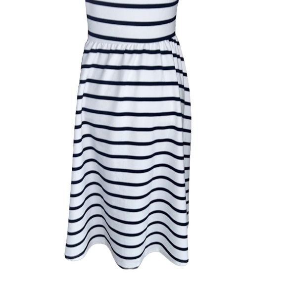 Anthropologie Lumiere White Navy Blue Stripe Strapless A-line Knit Midi Dress  L - Picture 7 of 11